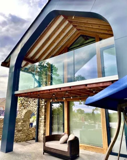 Frameless glass balustrade installation south Wales, Cardiff on a beautiful barn conversion.