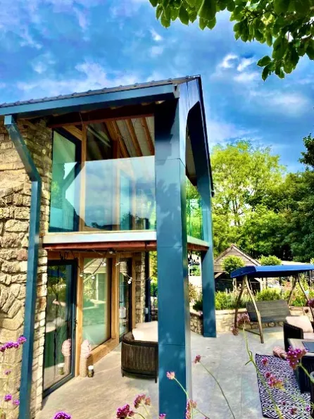 Frameless glass balustrade installation south Wales, Cardiff on a beautiful barn conversion.